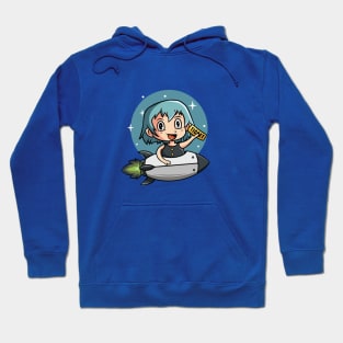 Cute Girl Riding Rocket Hoodie